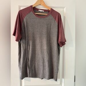 NWOT Super Soft Men's Gray and Burgundy Raglan Sleeve Shirt
